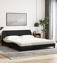 Bett mit Matratze Schwarz 180x200 cm Stoff