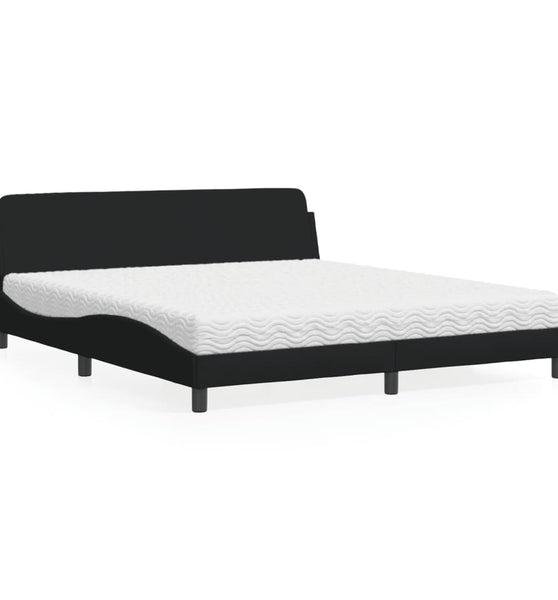 Bett mit Matratze Schwarz 180x200 cm Stoff