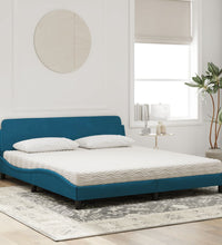 Bett mit Matratze Blau 180x200 cm Samt