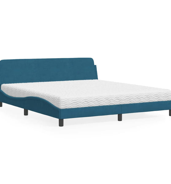 Bett mit Matratze Blau 180x200 cm Samt