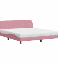 Bett mit Matratze Rosa 180x200 cm Samt