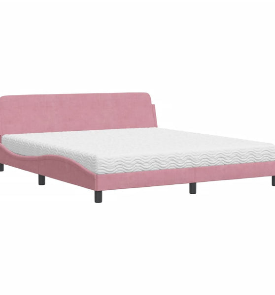 Bett mit Matratze Rosa 180x200 cm Samt