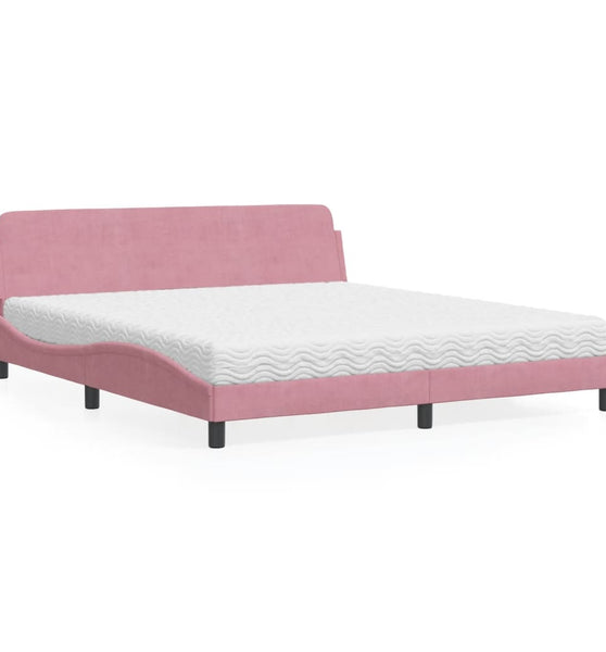 Bett mit Matratze Rosa 180x200 cm Samt