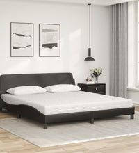 Bett mit Matratze Schwarz 180x200 cm Kunstleder