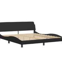 Bett mit Matratze Schwarz 180x200 cm Kunstleder