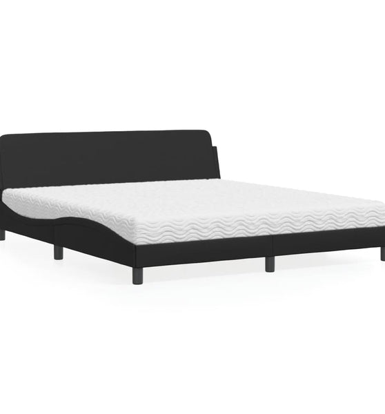 Bett mit Matratze Schwarz 180x200 cm Kunstleder