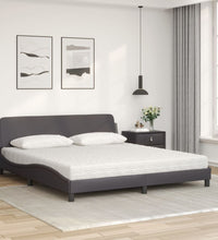 Bett mit Matratze Grau 180x200 cm Kunstleder