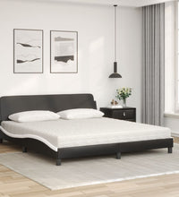 Bett mit Matratze Schwarz und Weiß 180x200 cm Kunstleder