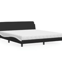 Bett mit Matratze Schwarz und Weiß 180x200 cm Kunstleder