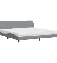 Bett mit Matratze Hellgrau 200x200 cm Stoff