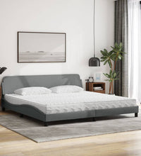 Bett mit Matratze Hellgrau 200x200 cm Stoff