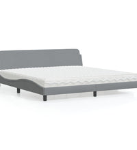 Bett mit Matratze Hellgrau 200x200 cm Stoff