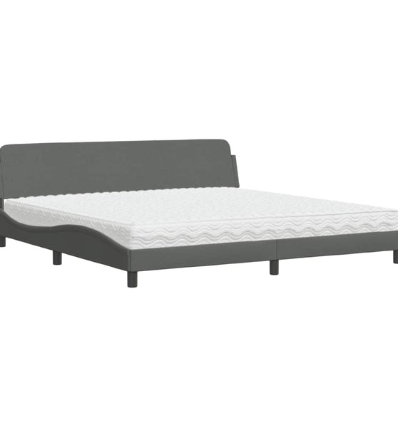 Bett mit Matratze Dunkelgrau 200x200 cm Stoff
