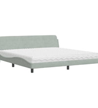 Bett mit Matratze Hellgrau 200x200 cm Samt