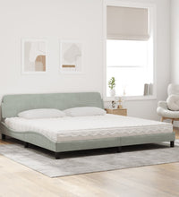 Bett mit Matratze Hellgrau 200x200 cm Samt