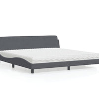 Bett mit Matratze Dunkelgrau 200x200 cm Samt