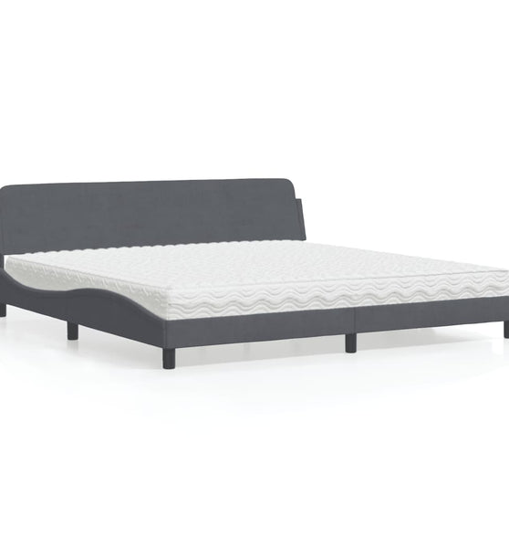 Bett mit Matratze Dunkelgrau 200x200 cm Samt