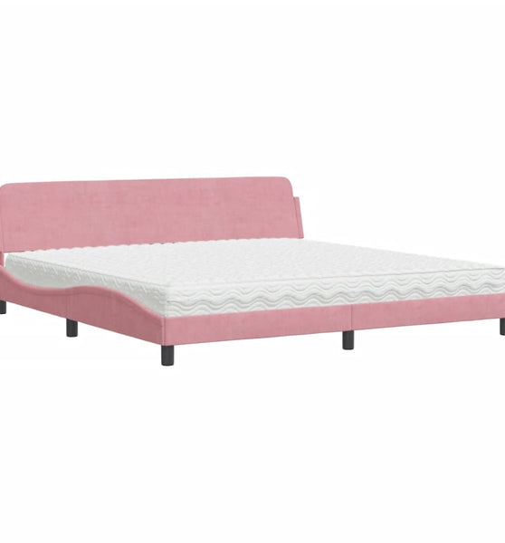 Bett mit Matratze Rosa 200x200 cm Samt