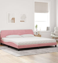 Bett mit Matratze Rosa 200x200 cm Samt