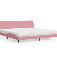 Bett mit Matratze Rosa 200x200 cm Samt