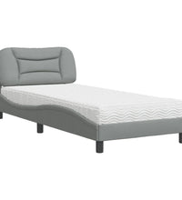 Bett mit Matratze Hellgrau 80x200 cm Stoff