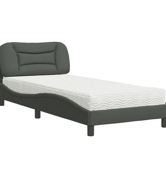 Bett mit Matratze Dunkelgrau 80x200 cm Stoff