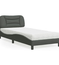 Bett mit Matratze Dunkelgrau 80x200 cm Stoff