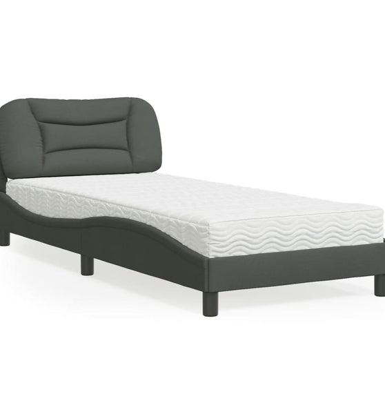 Bett mit Matratze Dunkelgrau 80x200 cm Stoff