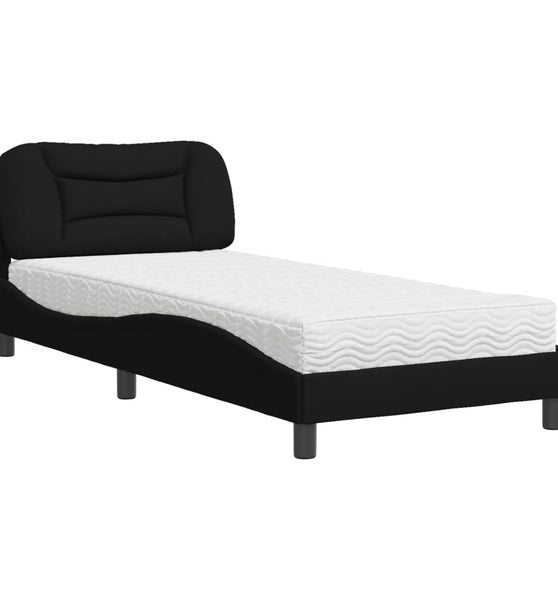 Bett mit Matratze Schwarz 80x200 cm Stoff