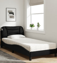 Bett mit Matratze Schwarz 80x200 cm Stoff