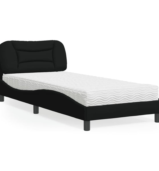 Bett mit Matratze Schwarz 80x200 cm Stoff