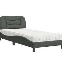 Bett mit Matratze Dunkelgrau 90x190 cm Stoff