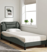 Bett mit Matratze Dunkelgrau 90x190 cm Stoff