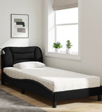 Bett mit Matratze Schwarz 90x190 cm Stoff