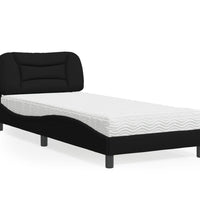 Bett mit Matratze Schwarz 90x190 cm Stoff