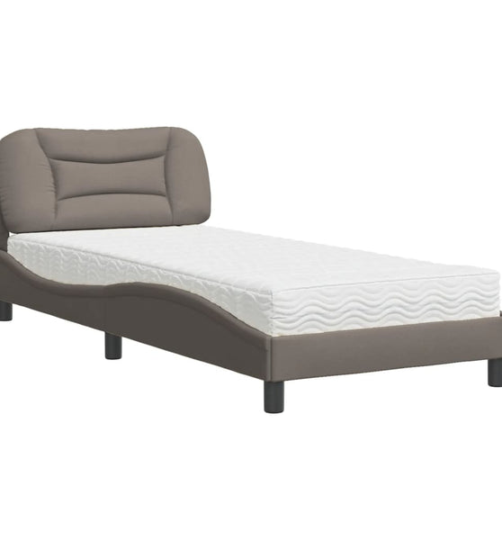 Bett mit Matratze Taupe 90x190 cm Stoff