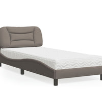 Bett mit Matratze Taupe 90x190 cm Stoff