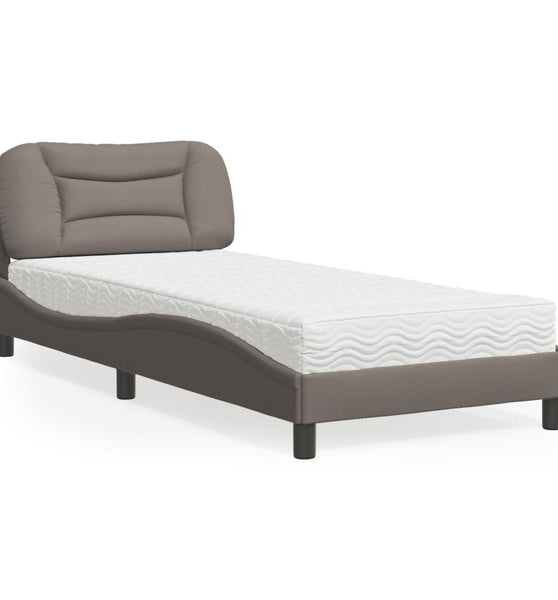 Bett mit Matratze Taupe 90x190 cm Stoff