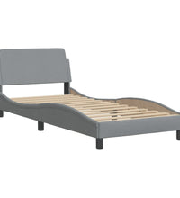 Bett mit Matratze Hellgrau 90x200 cm Stoff