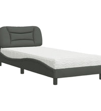 Bett mit Matratze Dunkelgrau 90x200 cm Stoff