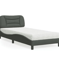 Bett mit Matratze Dunkelgrau 90x200 cm Stoff