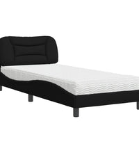 Bett mit Matratze Schwarz 90x200 cm Stoff