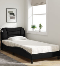 Bett mit Matratze Schwarz 90x200 cm Stoff