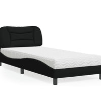 Bett mit Matratze Schwarz 90x200 cm Stoff