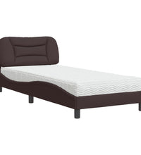 Bett mit Matratze Dunkelbraun 90x200 cm Stoff