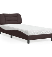 Bett mit Matratze Dunkelbraun 90x200 cm Stoff