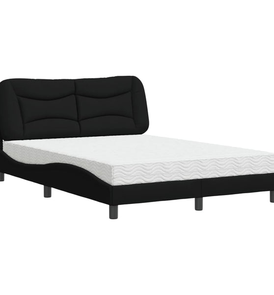 Bett mit Matratze Schwarz 120x200 cm Stoff