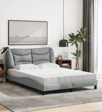 Bett mit Matratze Hellgrau 140x190 cm Stoff