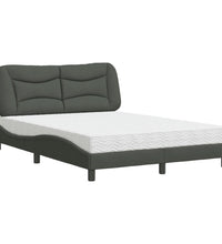 Bett mit Matratze Dunkelgrau 140x190 cm Stoff