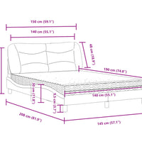 Bett mit Matratze Dunkelgrau 140x190 cm Stoff